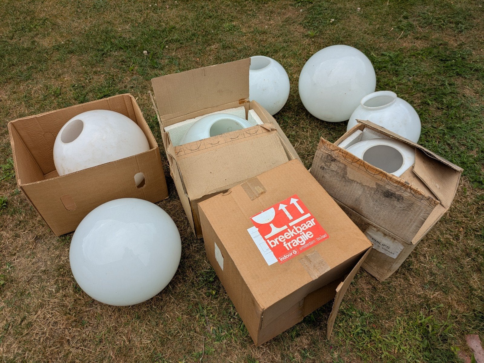 Bollamp glazen bollen kappen schoollamp giso philips raak, Huis en Inrichting, Ophalen, Nieuw, Glas