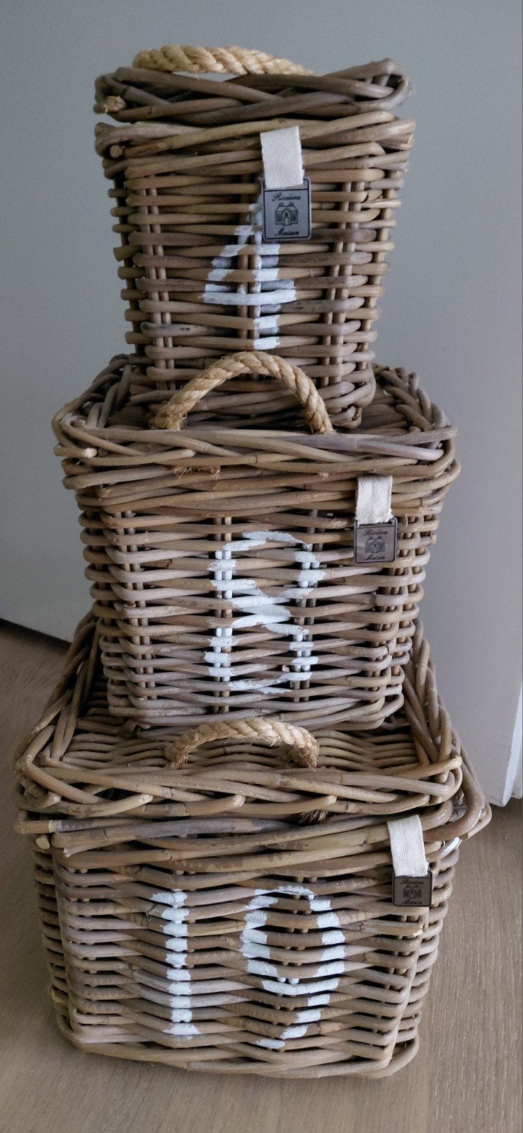 riviera maison rattan manden set mandenset 1948, Huis en Inrichting, Ophalen of Verzenden, Zo goed als nieuw, Vierkant, Riet