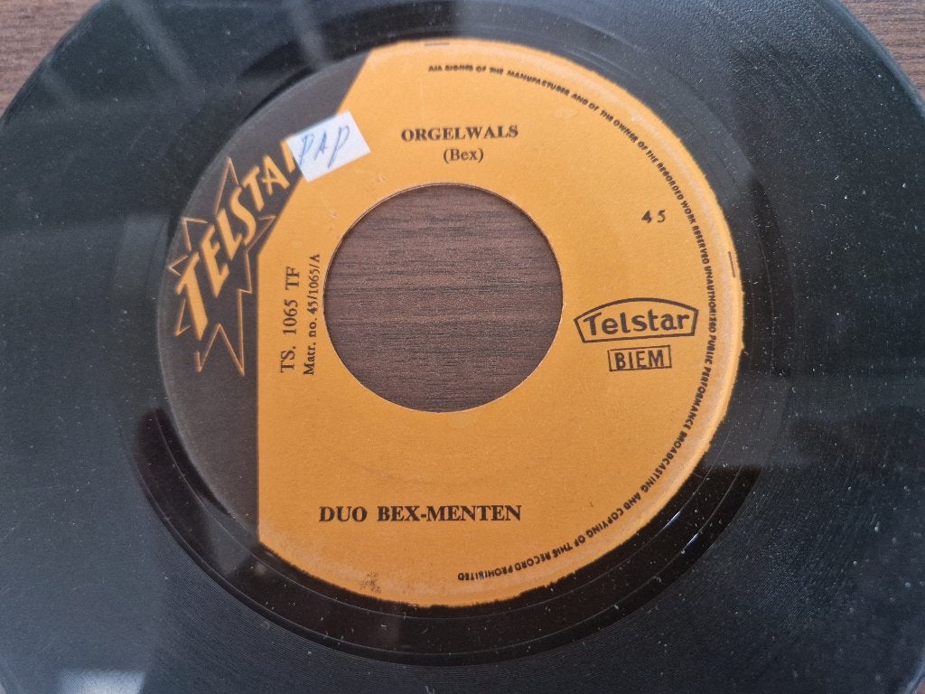 TELSTAR Bex-Menten – Orgelwals / Kermisfox, 7 inch, Ophalen of Verzenden, Zo goed als nieuw, Overige typen