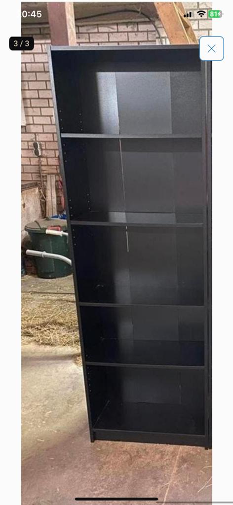Zwarte boekenkast, 180 hoog, 60 cm breed en 24 cm diep, Ophalen, 25 tot 50 cm, 50 tot 100 cm, 150 tot 200 cm