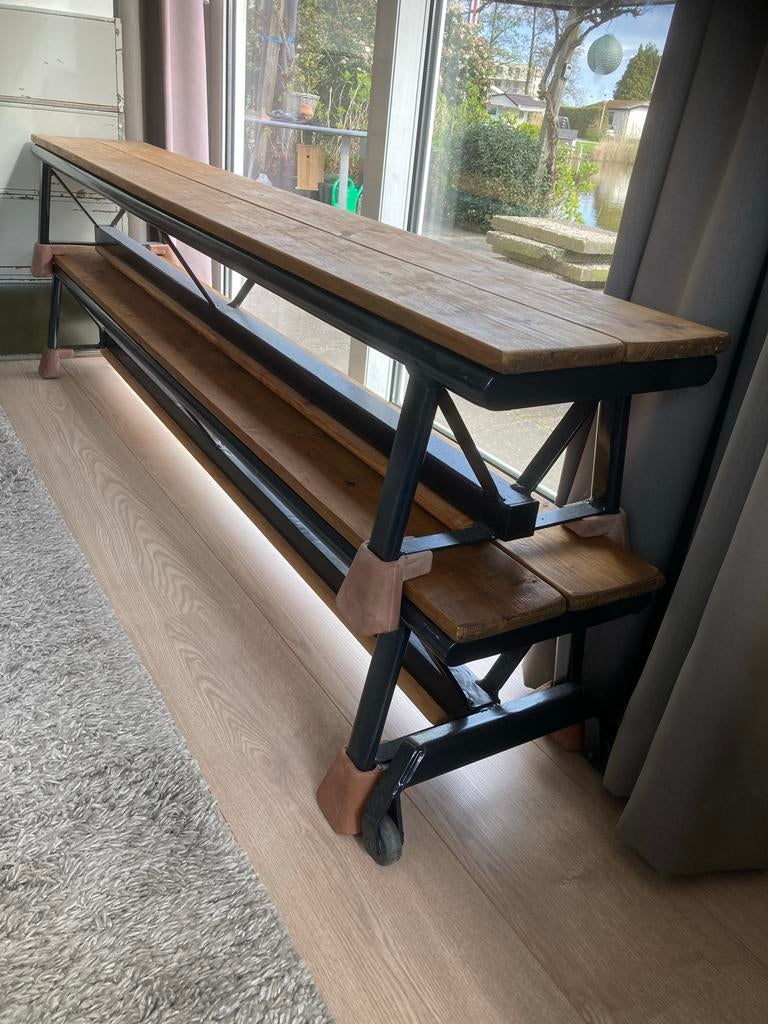 Gymbank, turnbank, Vintage, Twee, Bruin, Ophalen of Verzenden, Zo goed als nieuw