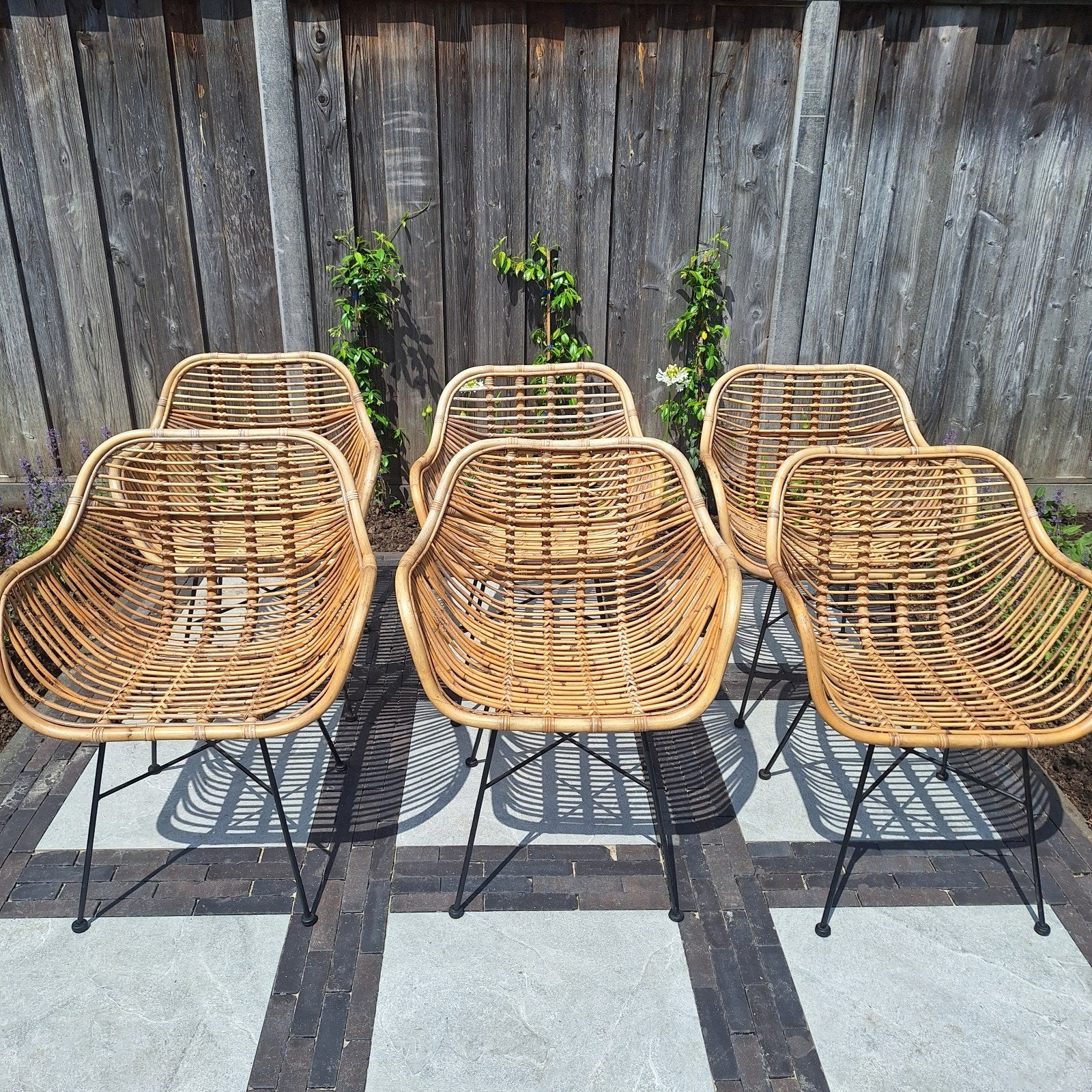6 rieten tuinstoelen, Ophalen, Rotan