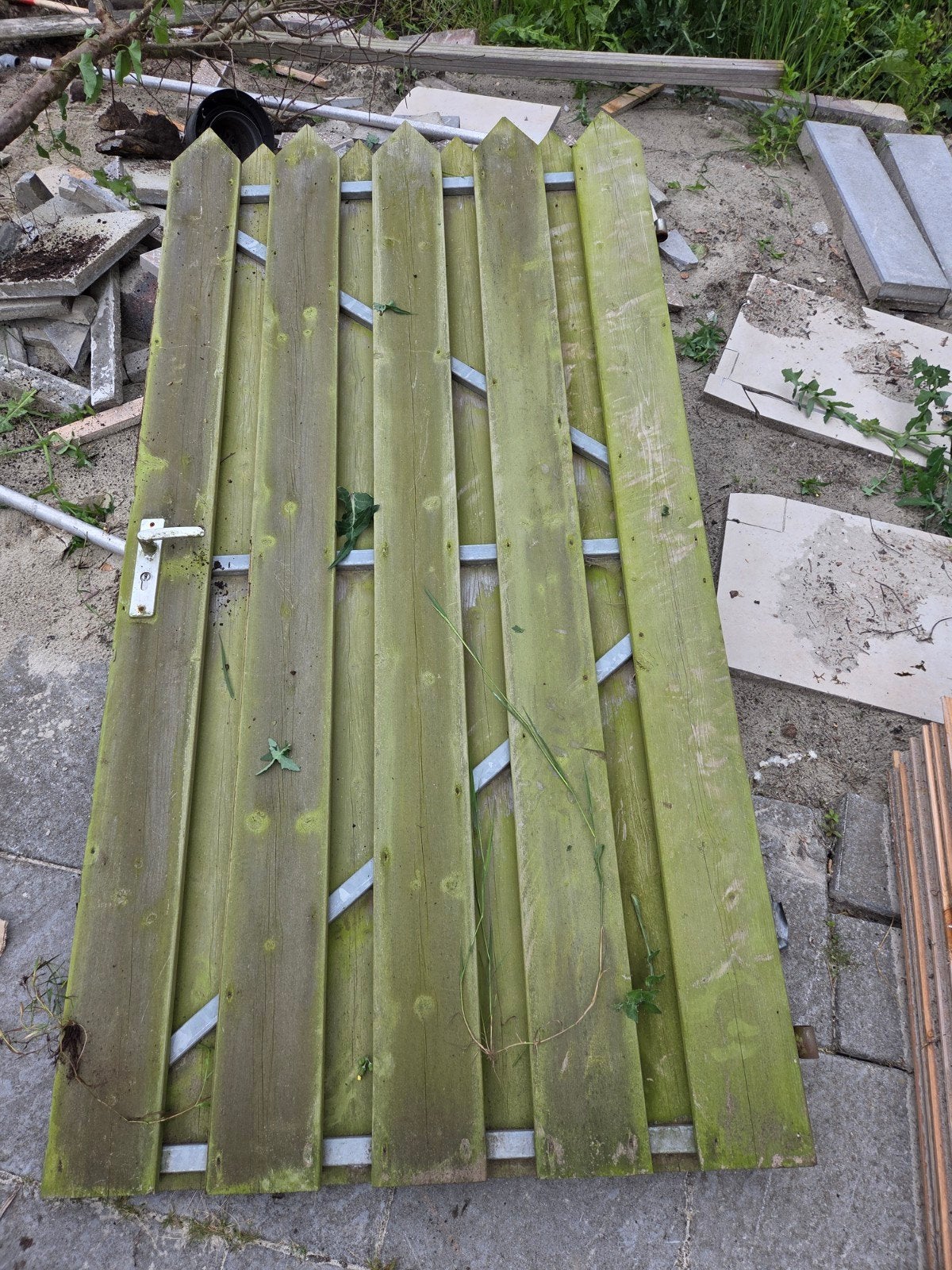 Houten balk met Poort - gebruikt, Ophalen, Met poort, Gebruikt, Tuinhek
