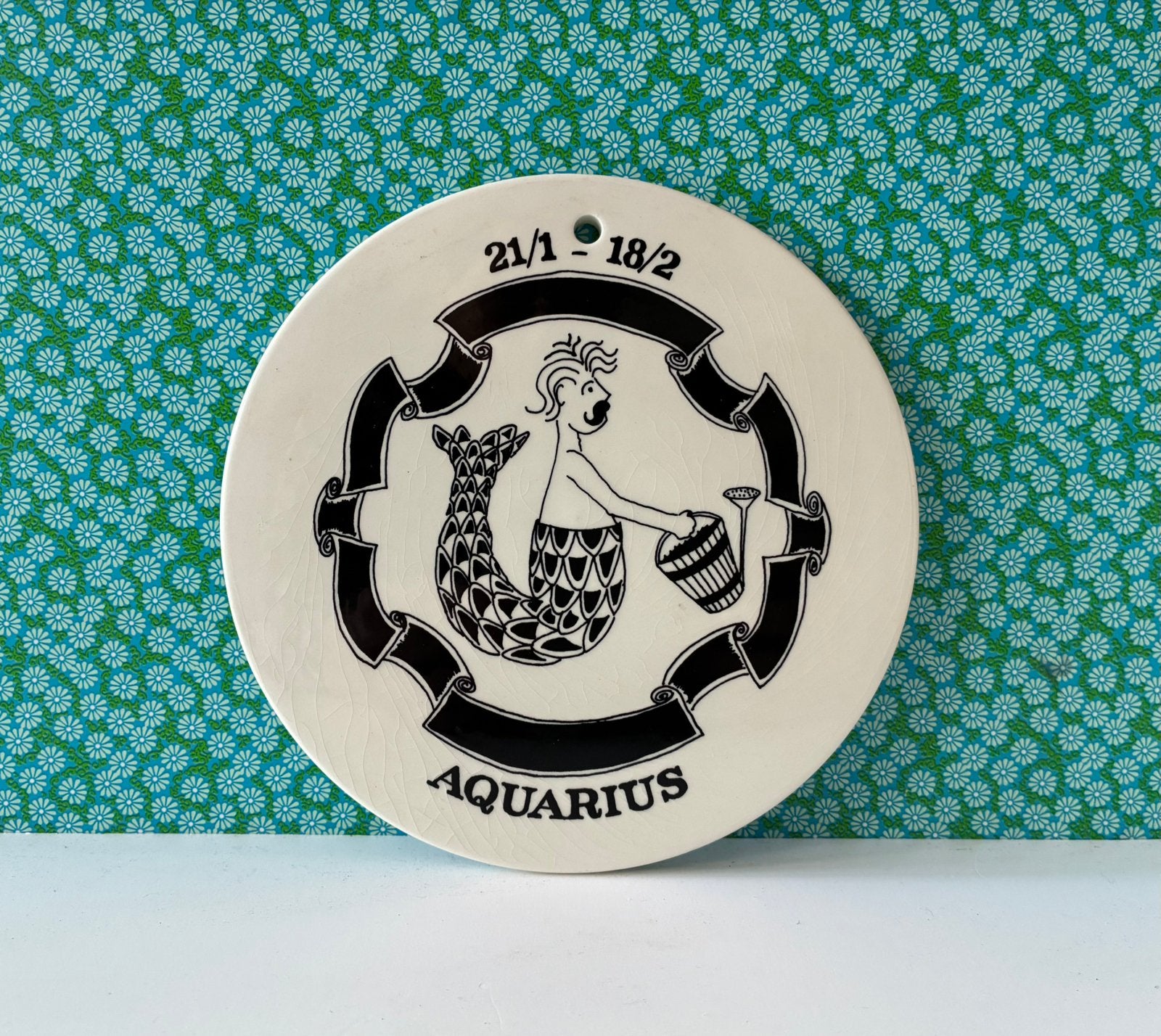 Vintage wandbordje Aquarius Denmark, Gebruikt, Ophalen of Verzenden, Wandbord of Wandpaneel, Nvt