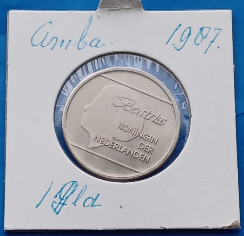Aruba 1 Florin - 1987 UNC, Ophalen of Verzenden, Koningin Beatrix, 1 gulden, Losse munt