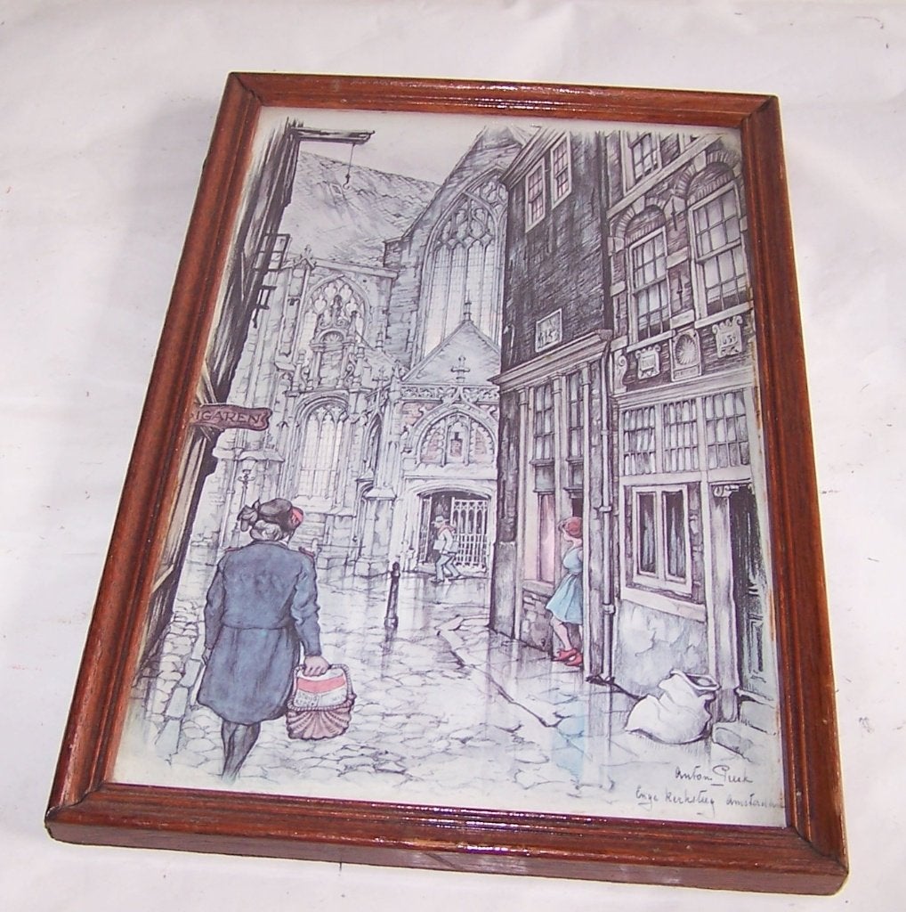 Anton Pieck litho- Enge Kerksteeg Amsterdam. 29 x 18cm. Nwst, Antiek en Kunst, Gesigneerd, Ophalen of Verzenden, Overige onderwerpen
