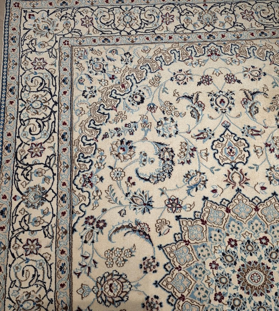 Perzisch tapijt Nain 240x162 (6La), Ophalen, Perzisch, Blauw, 150 tot 200 cm