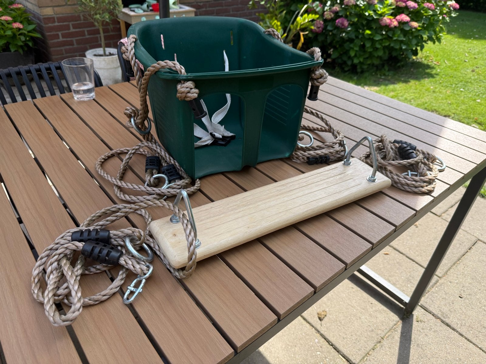 Schommelset: babyzitje en houten plank, Ophalen of Verzenden, Gebruikt, Schommel