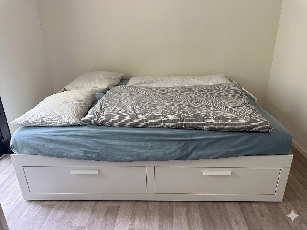 Ikea expandable bed with drawers, Ophalen, Gebruikt, Wit, Tweepersoons