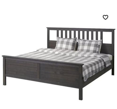 Ikea Hemnes bed 180x200, Ophalen, Zwart, Tweepersoons, 180 cm