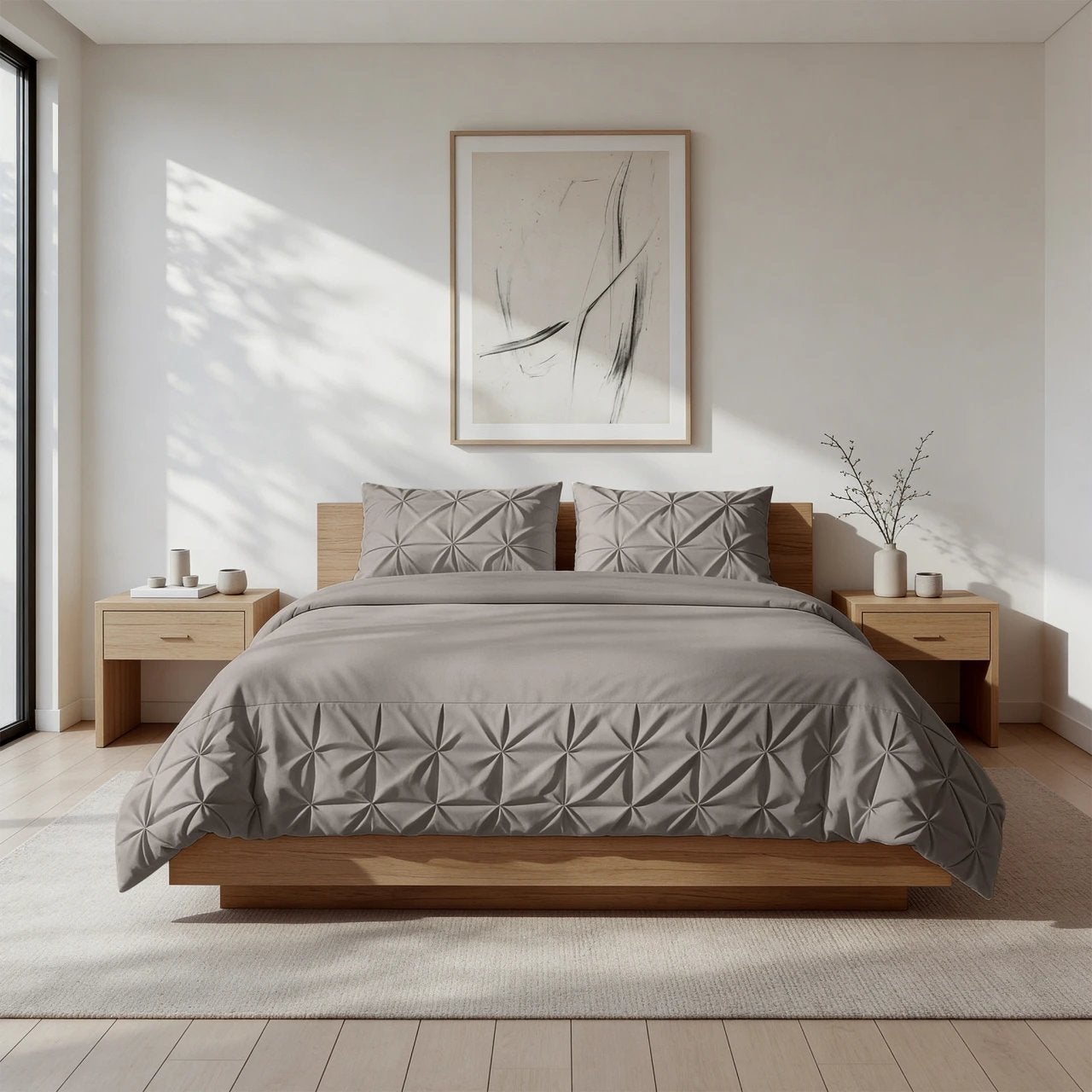 100% Nieuw Sleeptime Border Pintuck Taupe/Grijs 240 x 200 cm, Huis en Inrichting, Lits-jumeaux, Dekbedovertrek, Nieuw, Ophalen of Verzenden