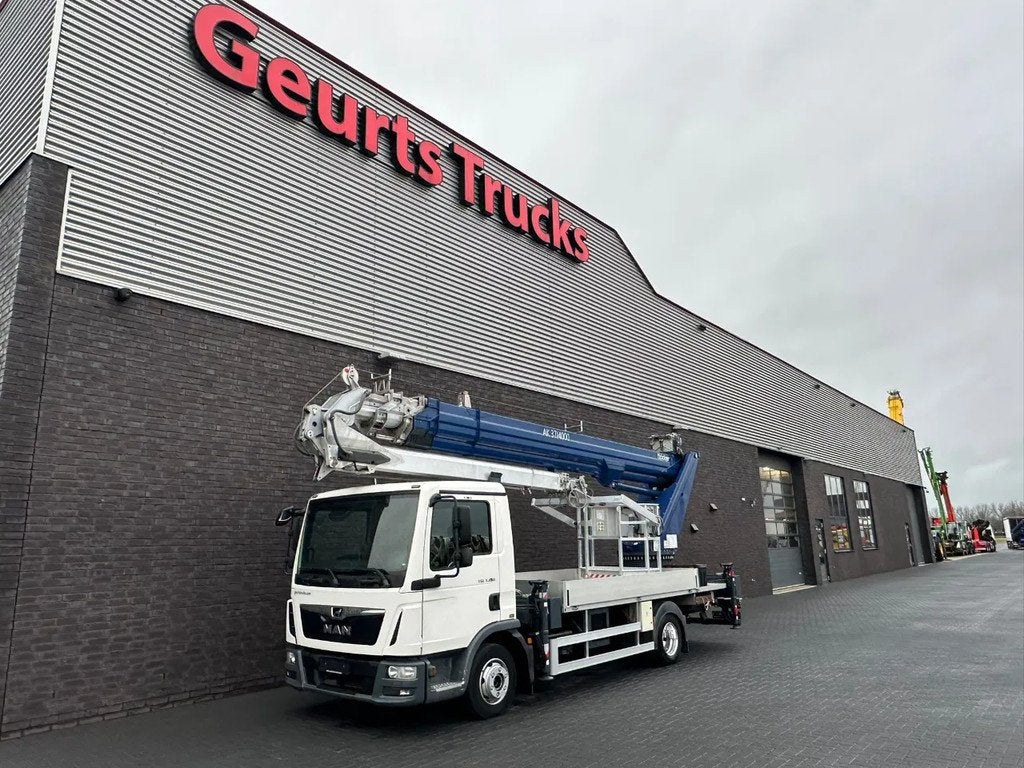 MAN TGL 7.190 4X2 BB BOCKER AK37/4000 + JIB MONTAGEKRAN/DACH, Auto's, Euro 6, MAN, Wit, Bedrijf