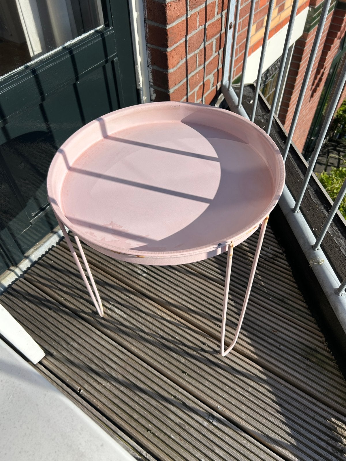 Metalen bijzettafel buiten 39cm diameter, Ophalen, Gebruikt, Rond, Metaal
