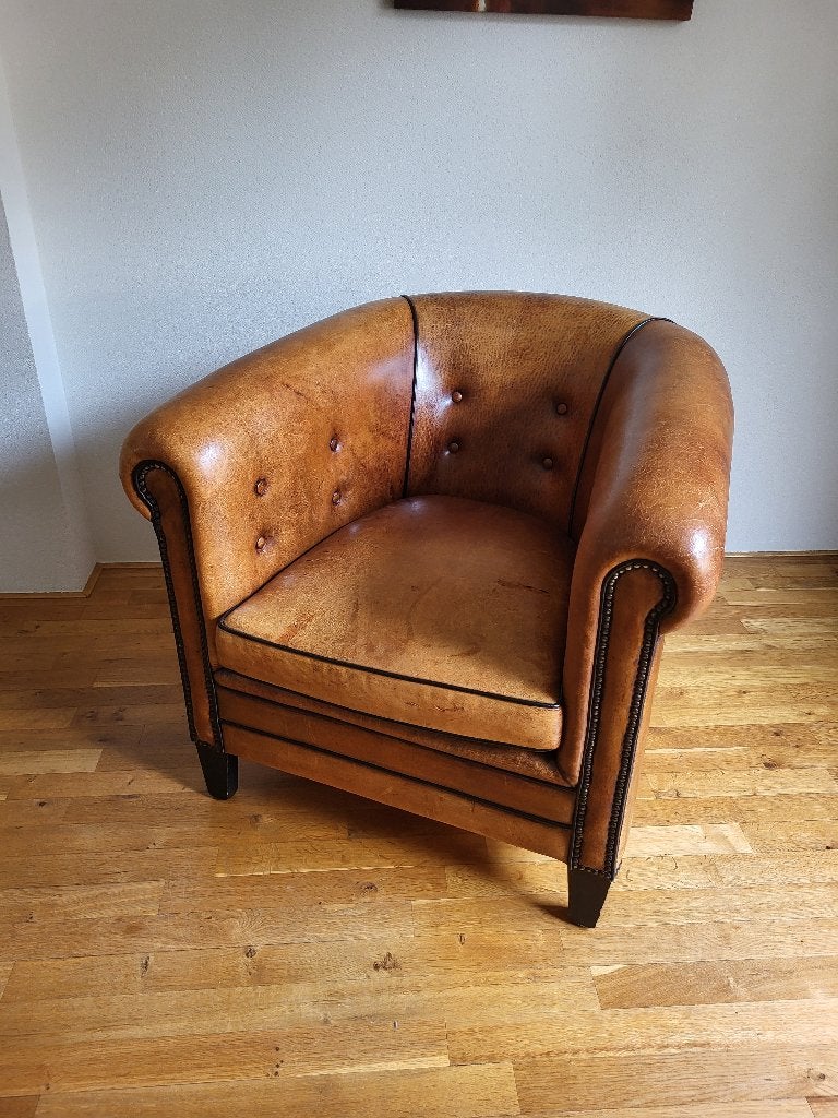 Fauteuil schapenleer Lounge Atelier, Huis en Inrichting, Fauteuils, Gebruikt, Klassiek, 75 tot 100 cm, 75 tot 100 cm