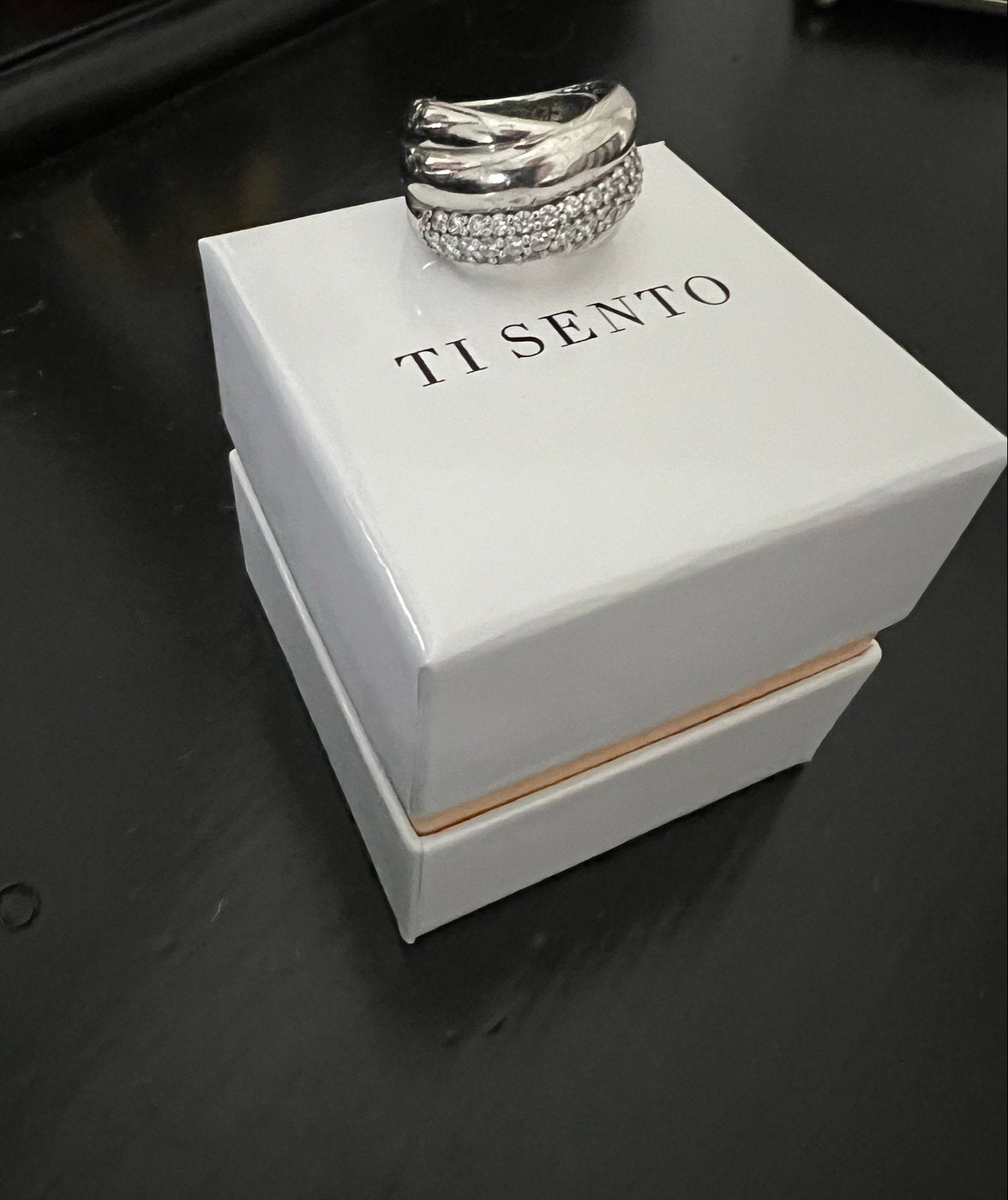 Ti Sento massief zilveren ring met zirkonia's, Met kristal, Nieuw, Ophalen of Verzenden, 17 tot 18