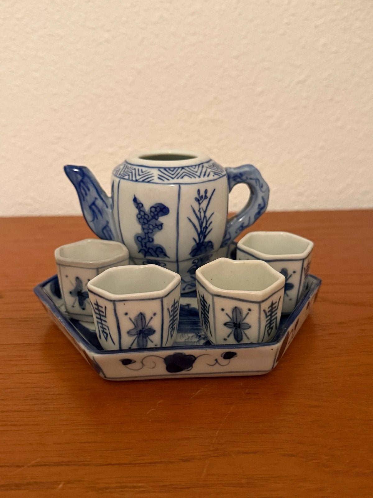 Antiek Chinees theeserviesje, blauw-wit porselein, Ophalen of Verzenden
