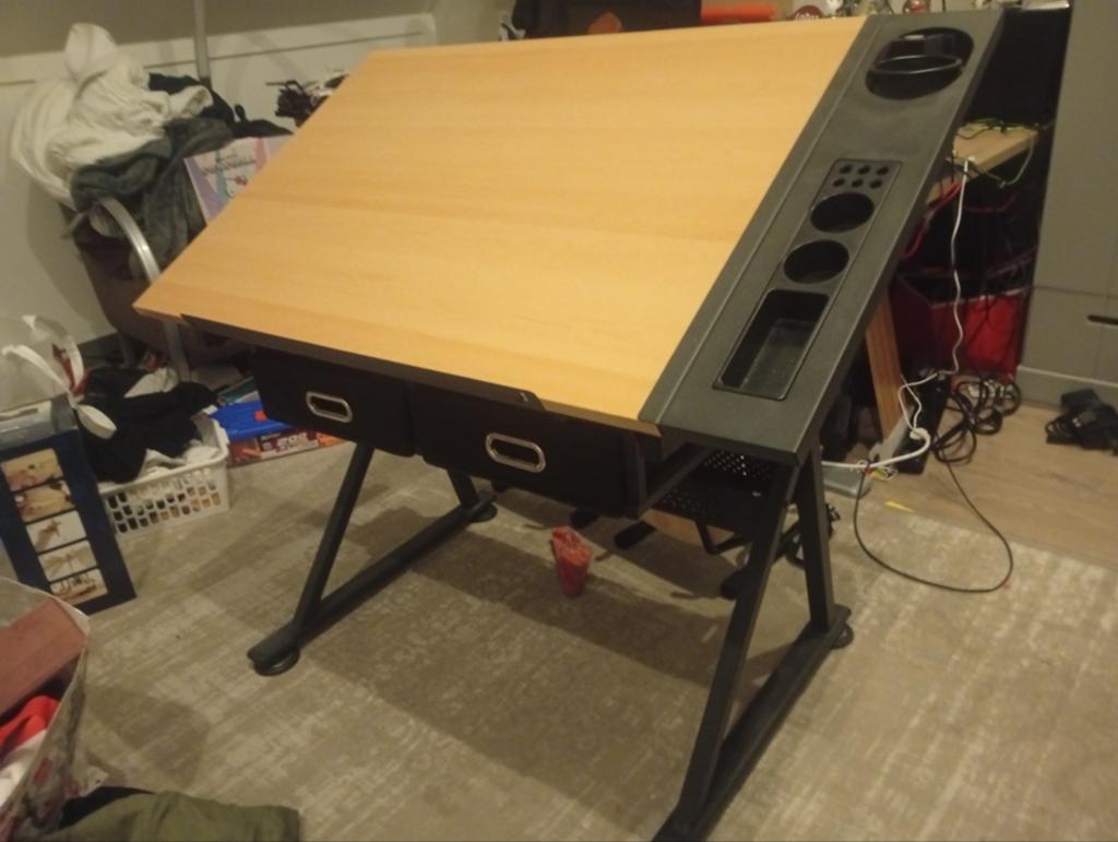 Tekentafel met opbergruimte en verstelbaar blad, Ophalen, Gebruikt, Minder dan 130 cm