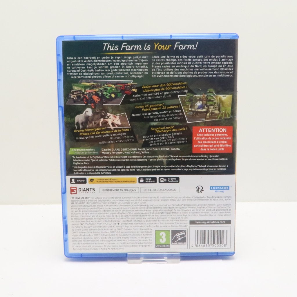 Playstation 5 Game : Farming Simulator 25, Playstation, Zo goed als nieuw, Support@playstation.com, 2207 Bridgepointe Parkway
San Mateo, CA 94404
United States