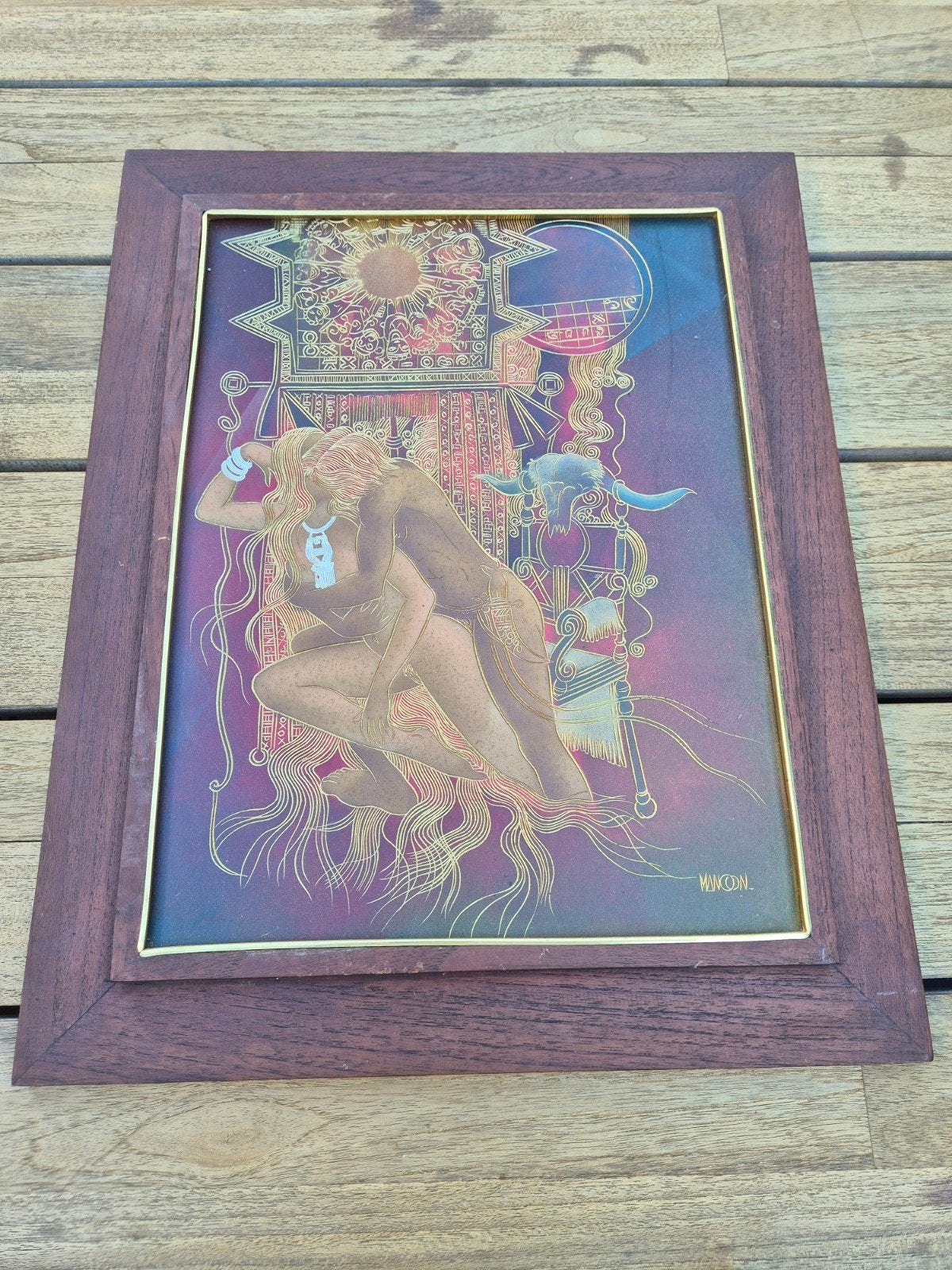 Vintage zeefdruk van Mancon, Antiek en Kunst, Antiek | Boeken en Bijbels, Ophalen