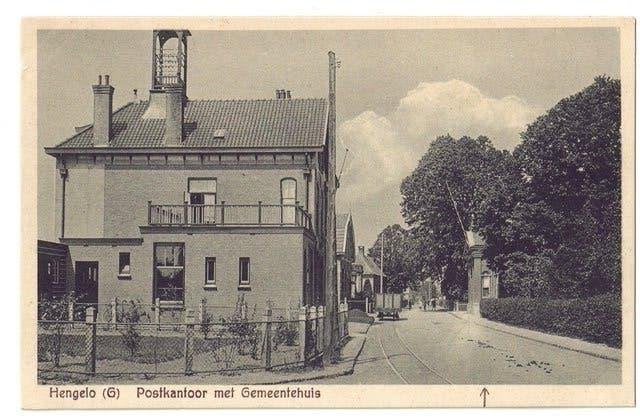Hengelo - Postkantoor met Gemeentehuis - trambaan, Verzenden, Voor 1920, Ongelopen, Gelderland