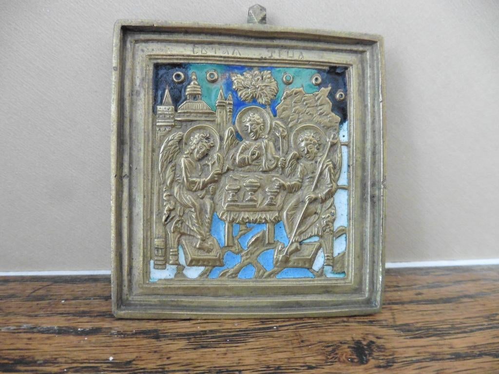 Bronzen Russisch reis-icoon, Ophalen of Verzenden