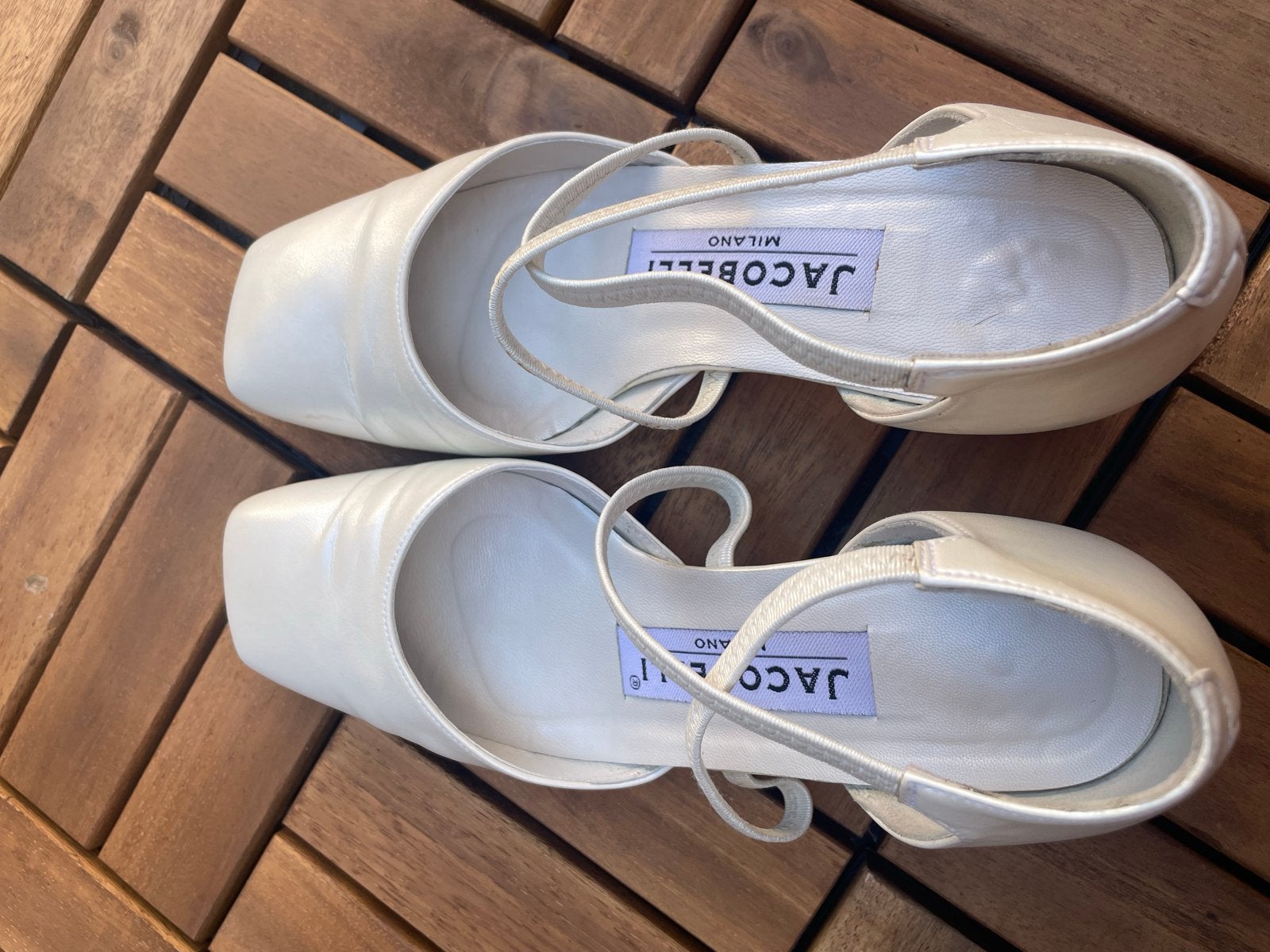 Trouwschoenen Jacobelli Milano pumps maat 39/40 gebr. wit, Ophalen, Pumps, Wit, Gedragen