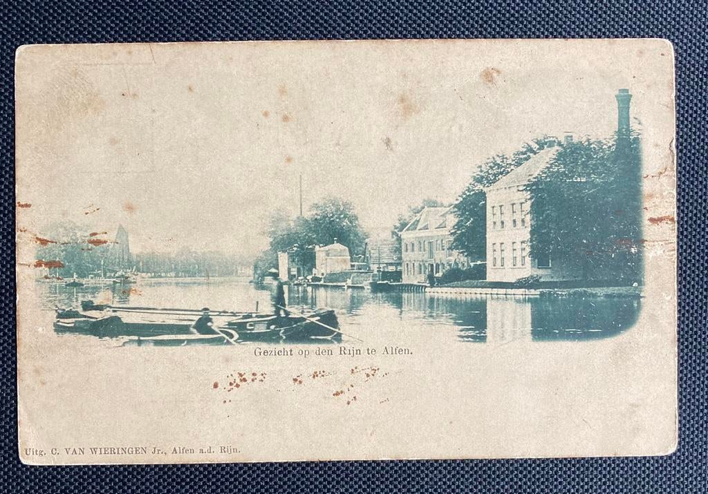 Gezicht op den Rijn te Alfen - ongelopen, Ophalen of Verzenden, Voor 1920, Ongelopen, Zuid-Holland