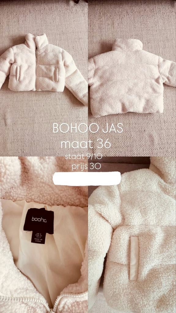 Boohoo Teddy jas maat S • Beige/creme, Kleding | Dames, Jassen | Winter, Verzenden, Zo goed als nieuw, Maat 38/40 (M), Beige