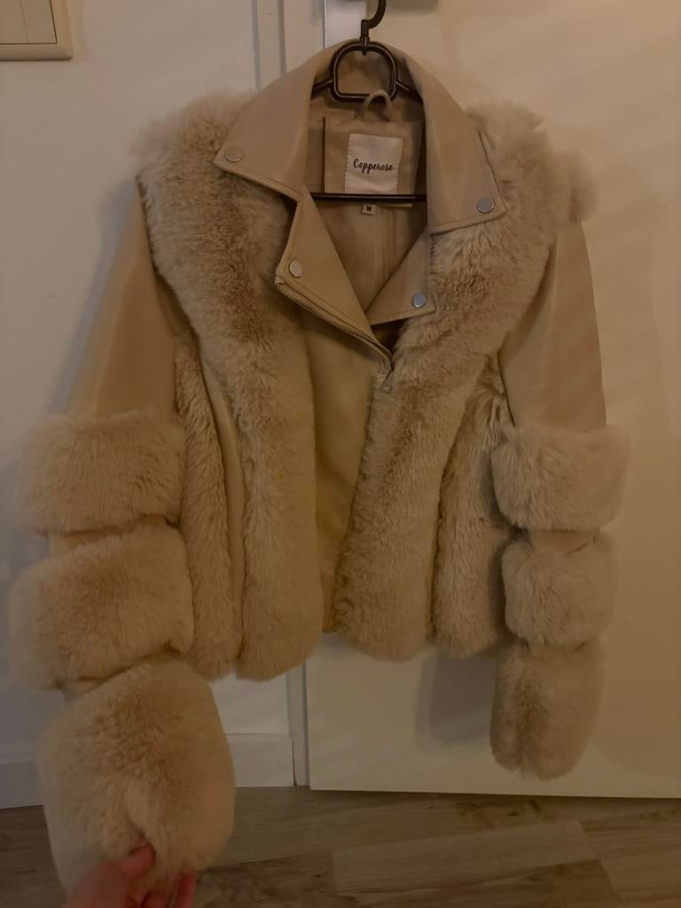 Copperose jas met bont / maat M, Ophalen of Verzenden, Zo goed als nieuw, Maat 38/40 (M), Beige