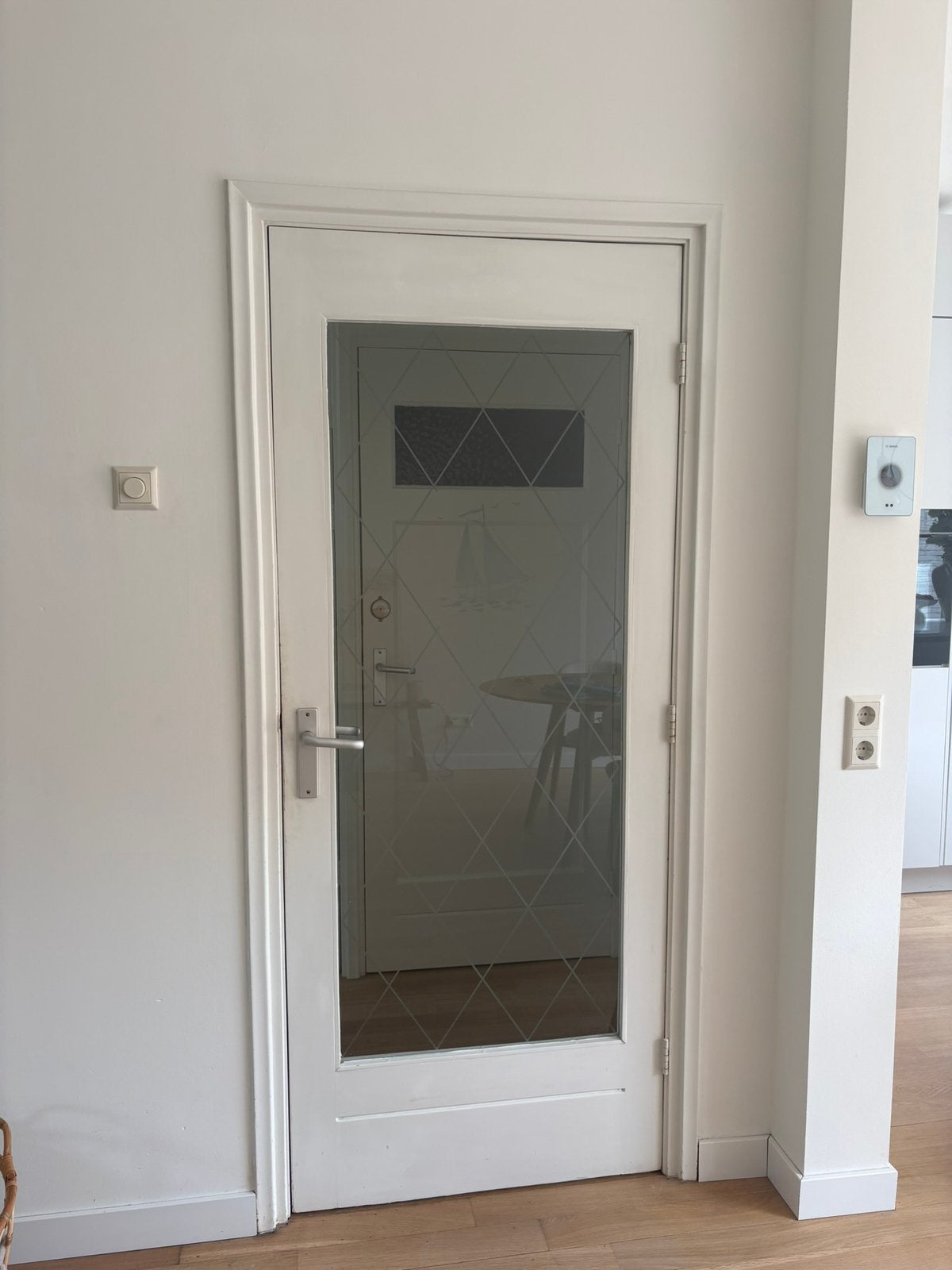 Binnendeur met glas en maritiem patroon, Ophalen, Gebruikt, 80 tot 100 cm, Binnendeur