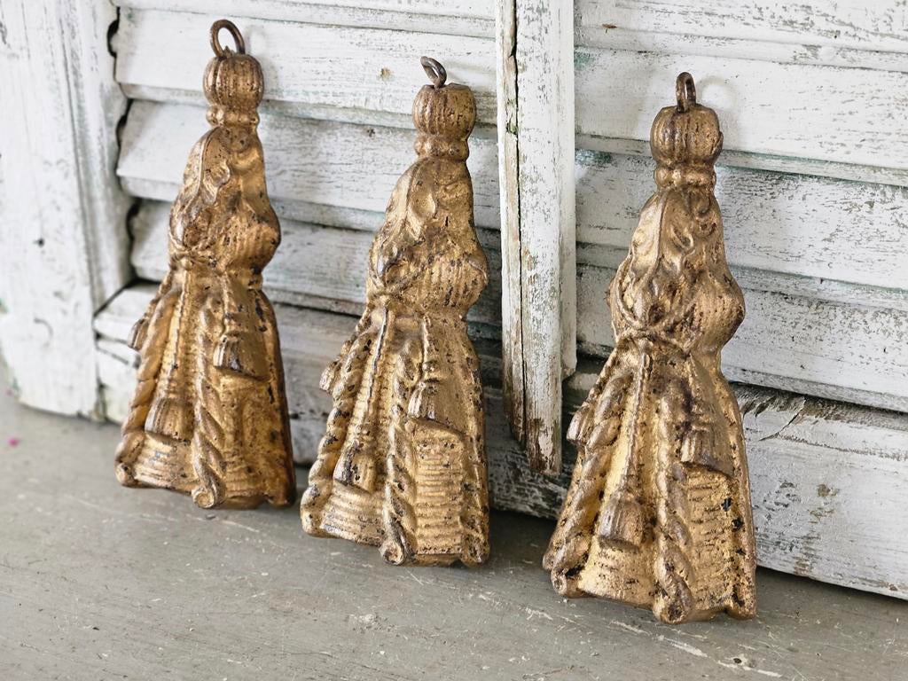Brocante Franse Gietijzeren gordijnhangers goud, Ophalen of Verzenden