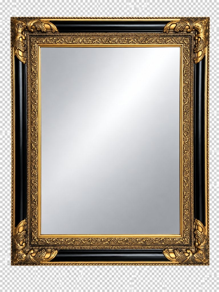 Spiegel met zwart-gouden rand te koop, Ophalen, Zo goed als nieuw, 75 tot 100 cm, Minder dan 100 cm