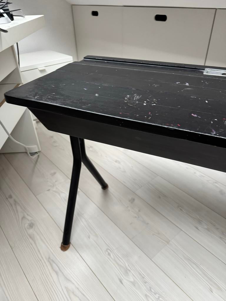 Vintage bureau met klep, zwart, Ophalen, Gebruikt