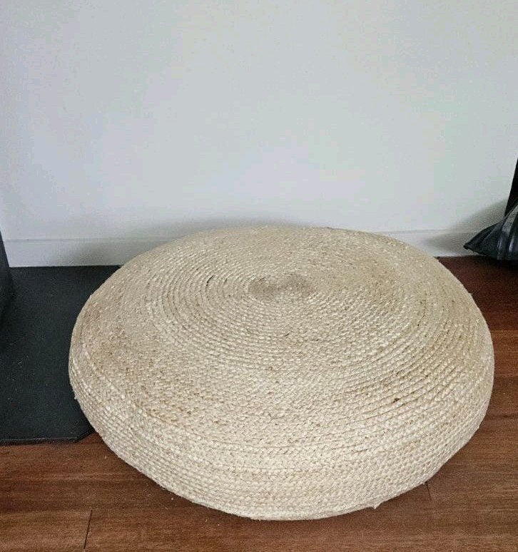 Zusss rond vloerkussen/poef van jute, Ophalen, Overige materialen, Gebruikt, Rond