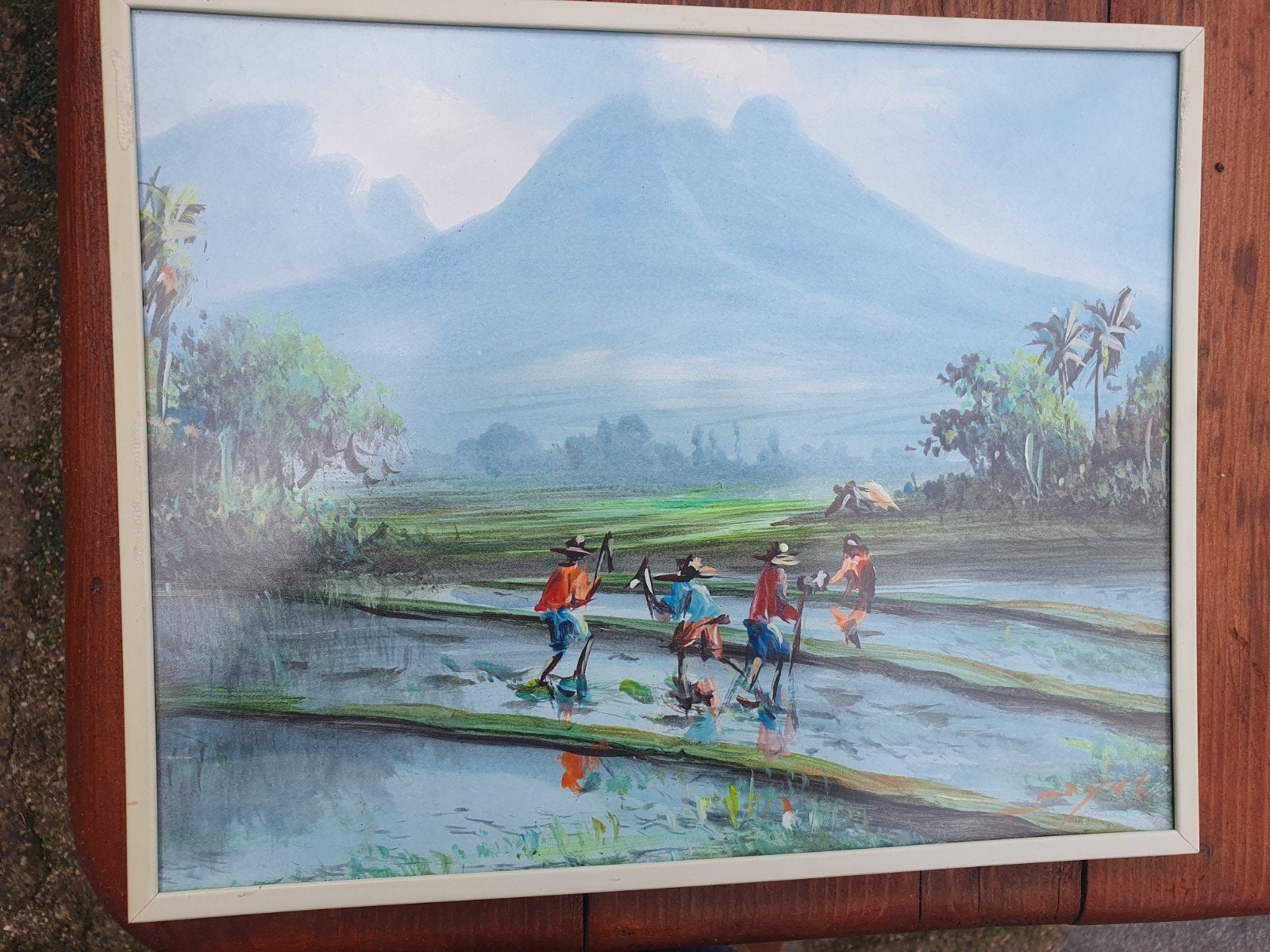 Klassiek Indonesisch landschapsschilderij Mooi Indië Dayat, Antiek en Kunst, Ophalen