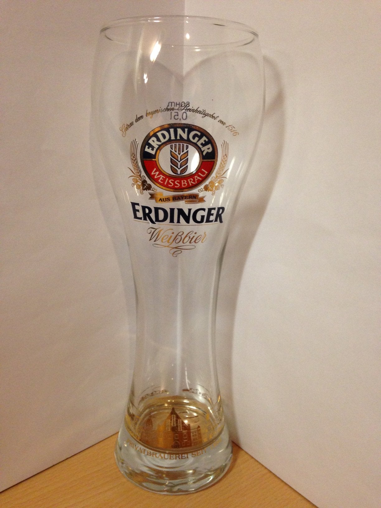 Erdinger bierglas 0.5L weissbier duits, Ophalen of Verzenden, Zo goed als nieuw, Glas of Glazen, Overige merken