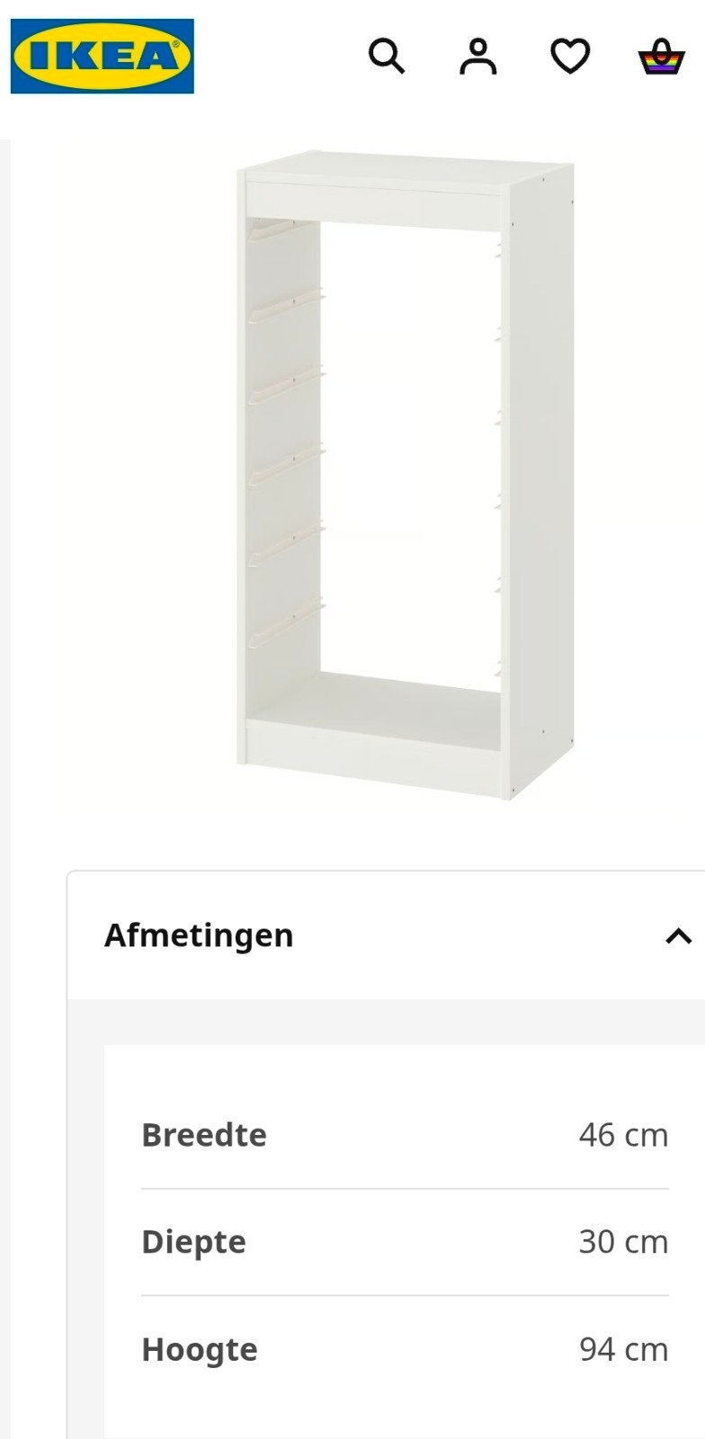 IKEA Trofast opbergcombinatie 94cm met bakken en deksels, Ophalen of Verzenden, Gebruikt, Kast