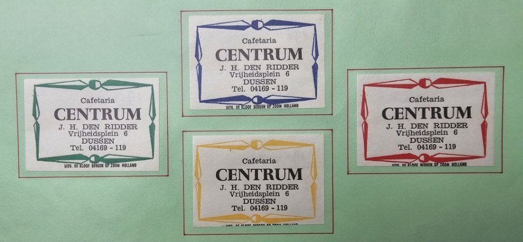 Cafetaria Centrum J.H. den Ridder te Dussen, Ophalen of Verzenden, Zo goed als nieuw, Luciferdoosjes of -merken