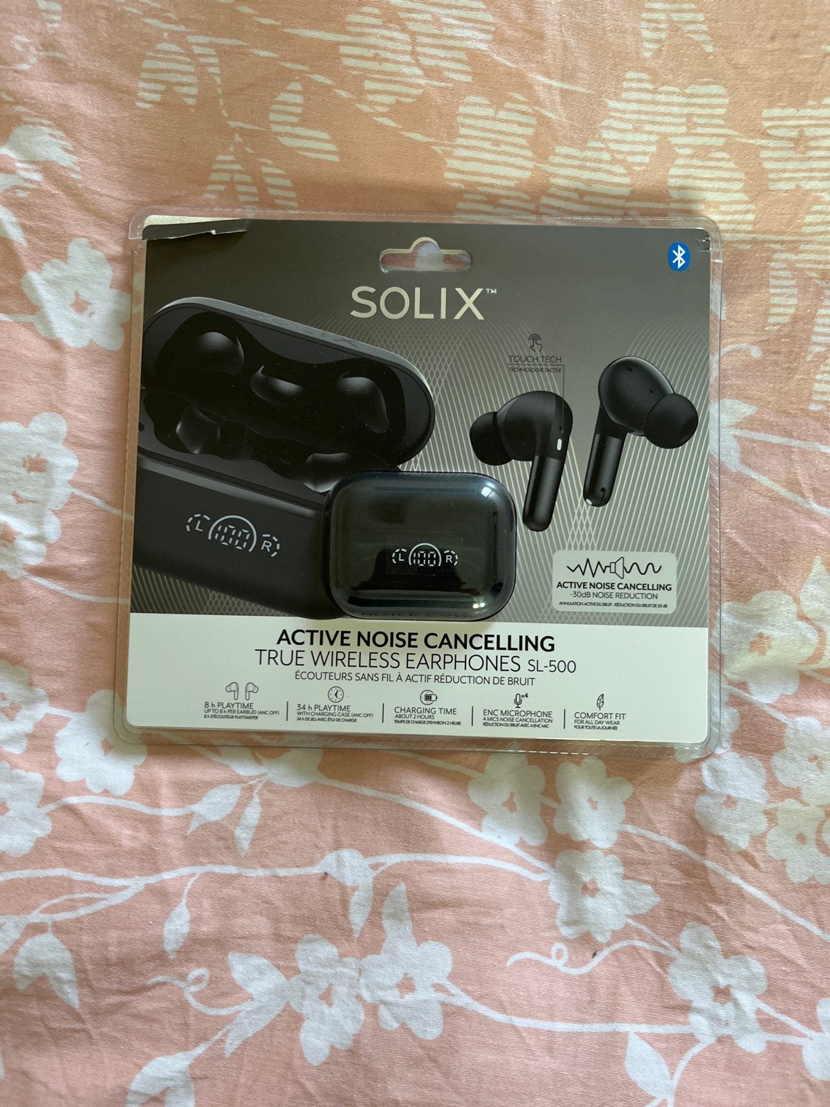 Solix SL-500 True Wireless Earphones met ANC Zwart, Overige merken, In-ear, Bluetooth, Nieuw