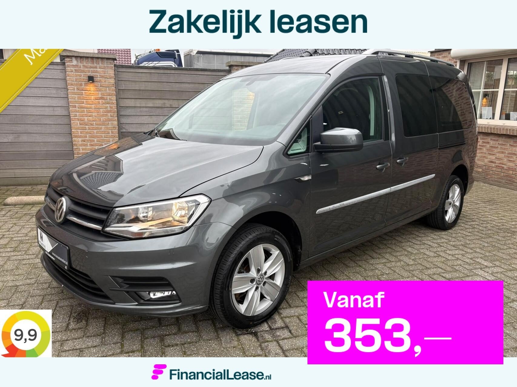 Volkswagen Caddy Maxi 1.4TSI DSG|Dubbel cabine 5P|MARGE|Deal, Dealer onderhouden, 125 pk, Zwart, 4 cilinders