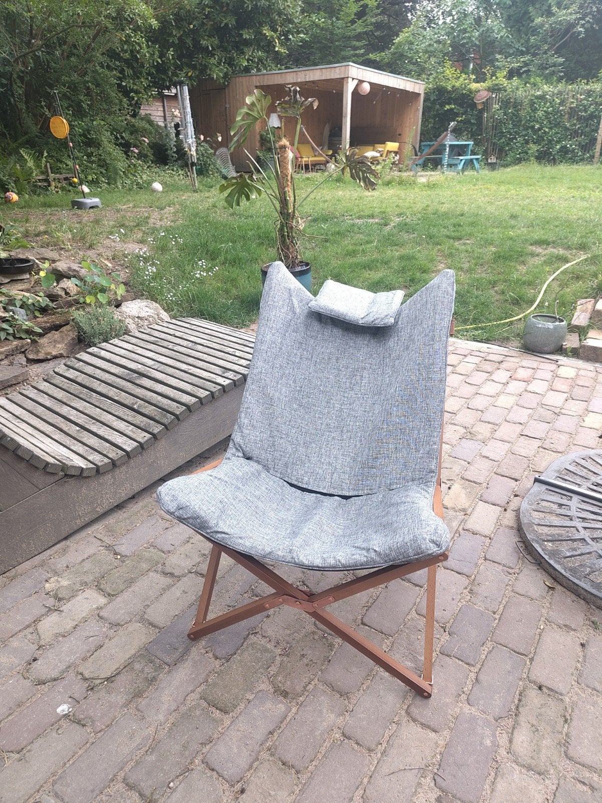 Nieuwe Bo-Camp vlinderstoel met houten onderstel + draagtas, Caravans en Kamperen, Kampeermeubelen, Ophalen of Verzenden, Nieuw