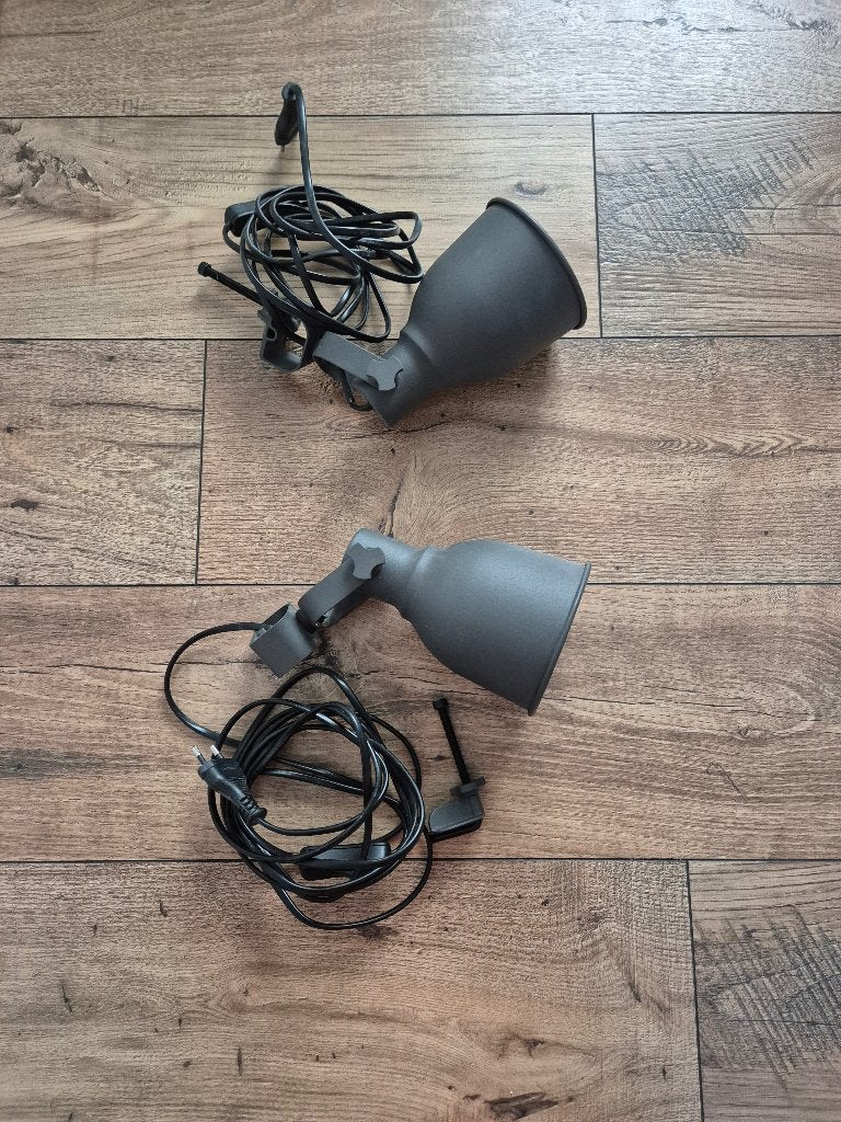 Set van 2 zwarte wandspots met klembevestiging (Ikea Hektar), Huis en Inrichting, Lampen | Wandlampen, Gebruikt, Zwart, GU10, Ophalen of Verzenden