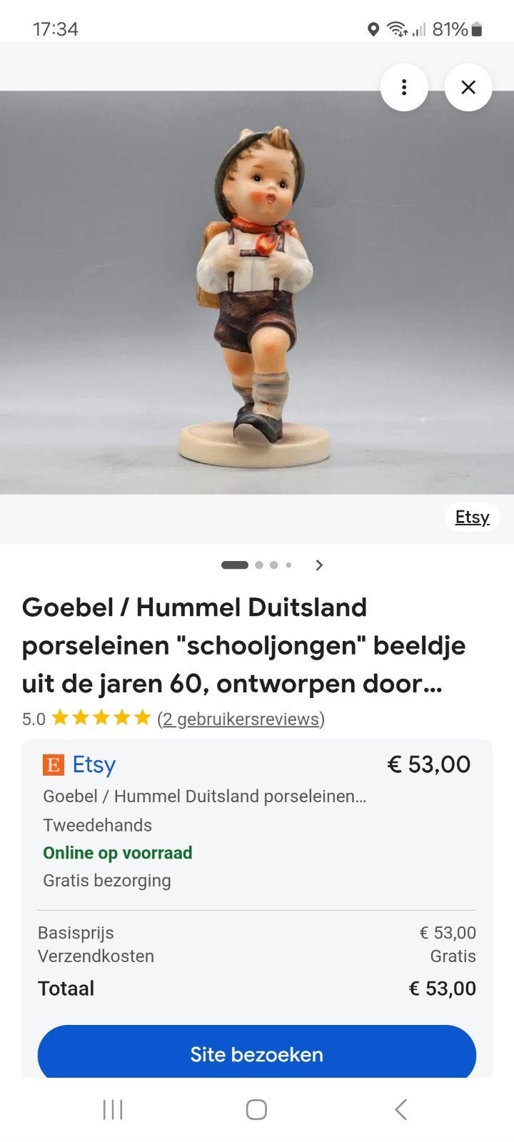 Goebel Hummel Beeldje "Schooljongen" uit de jaren 60, Verzamelen, Ophalen, Zo goed als nieuw