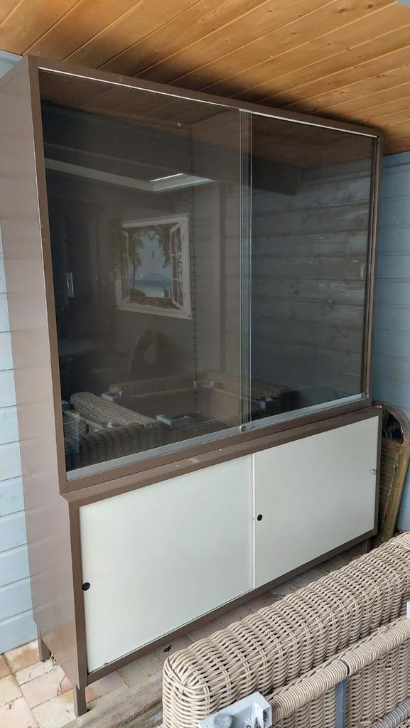 GISPEN origineel vitrinekast AZ lijn schuifdeuren metaal, Ophalen, 100 tot 150 cm, Glas, Vintage, Industrieel, Mid-century modern