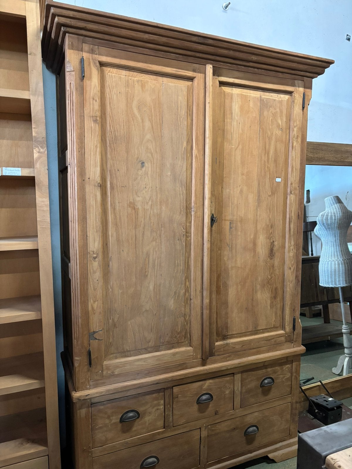 Teak houten kast met deuren en laden opbergkast/buffetkast, Ophalen, 100 tot 150 cm, 200 cm of meer, Teakhout