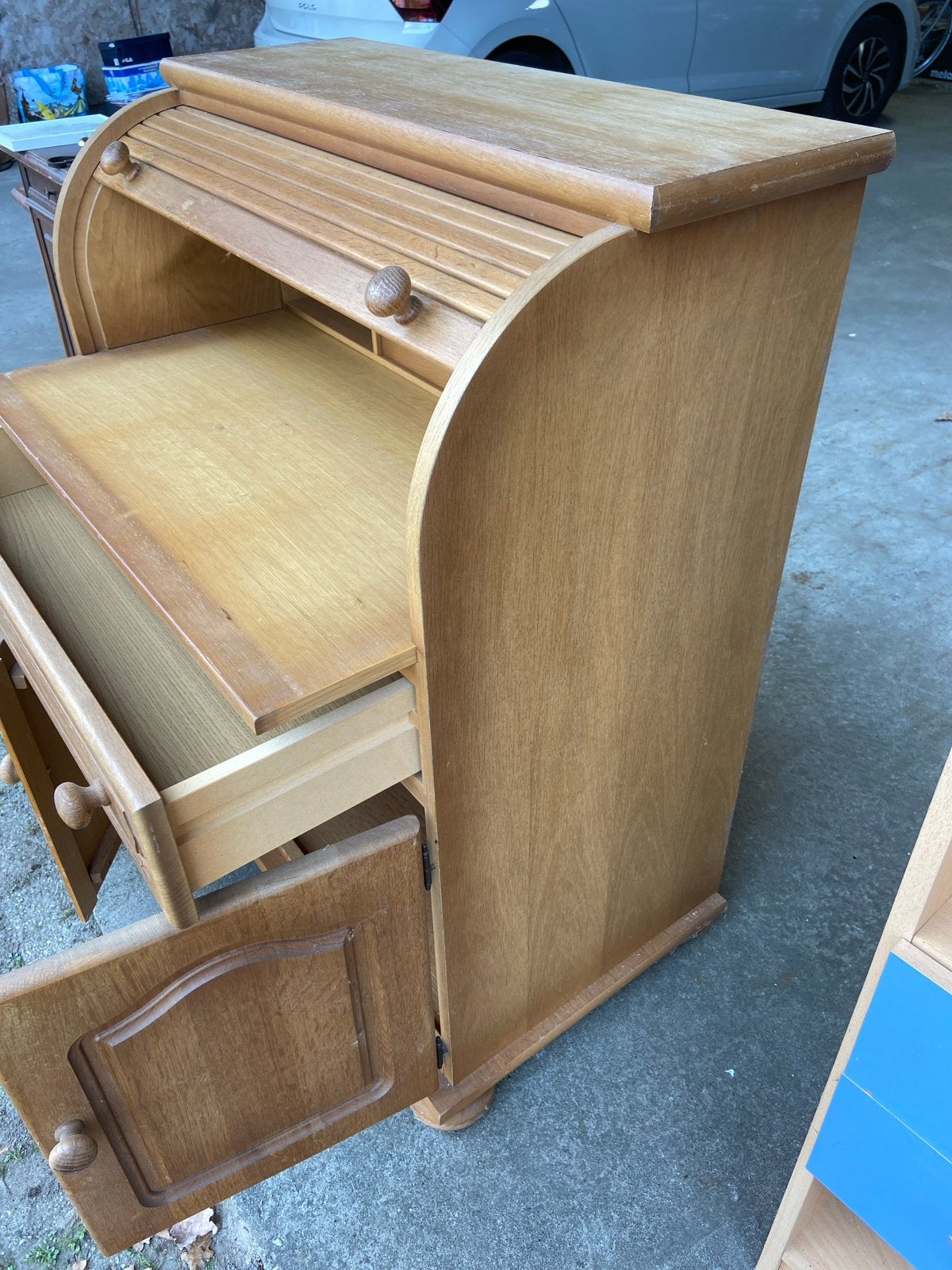 Vintage secretaire met rolluik - Afmeting 50x84x104 cm, Huis en Inrichting, Ophalen, Gebruikt