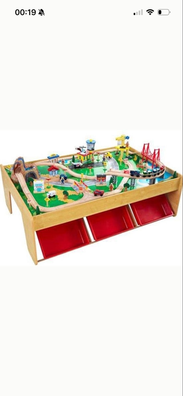 Houten speeltafel met treinbaan en accessoires, Ophalen, Gebruikt, Jongen of Meisje