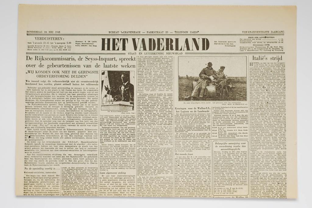20 mei 1943 - Het Vaderland | Heruitgave 1994, Zo goed als nieuw, Verzenden, Amsterdam, Florence Uitgeverij