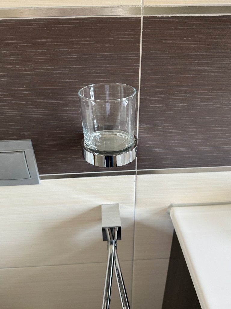 Tandbeker 2x, Ophalen, Zo goed als nieuw, Zilver, Toilet-accessoire
