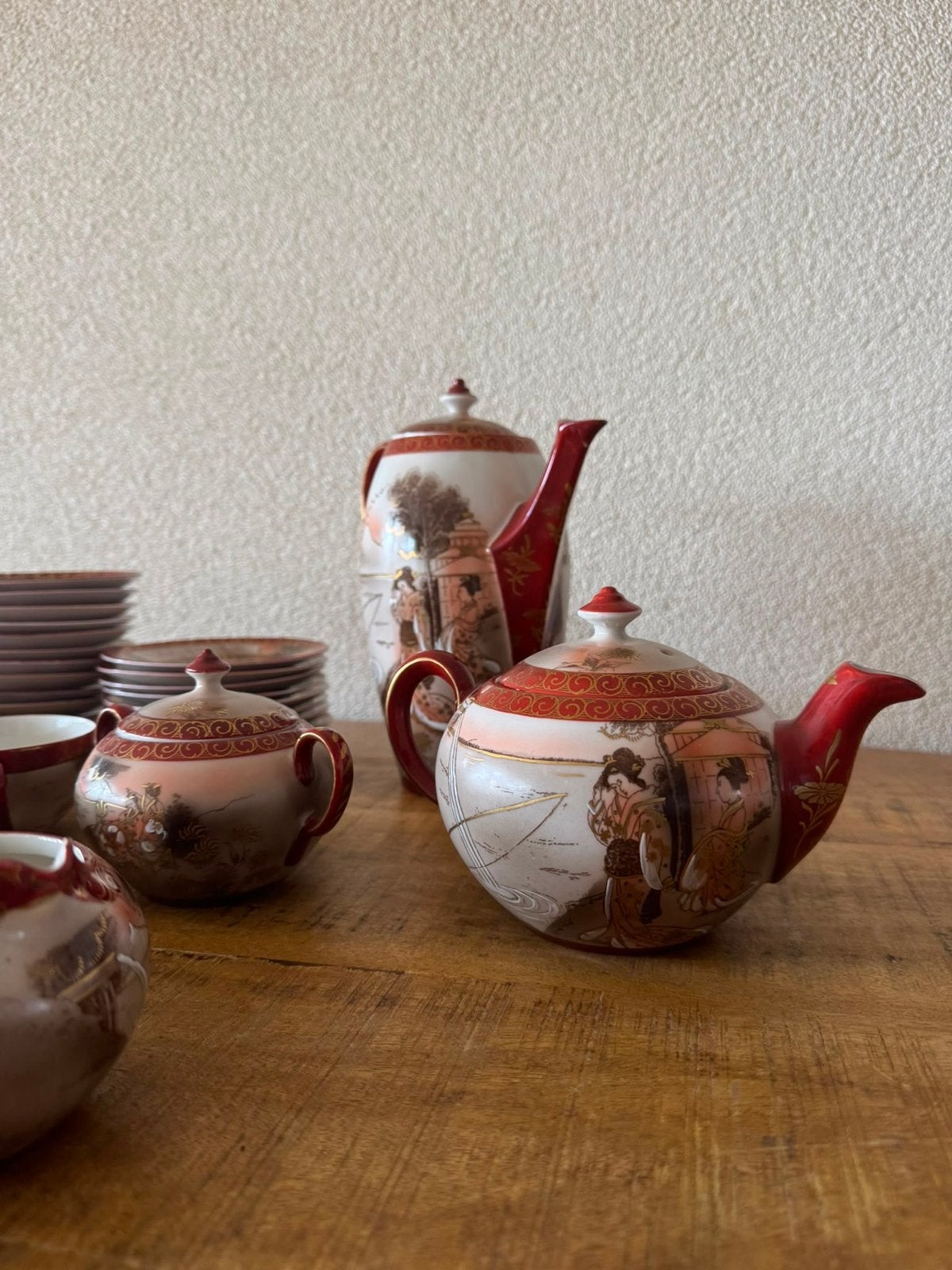 Vintage Japans theeservies met geisha decoratie, Antiek en Kunst, Antiek | Servies compleet, Ophalen